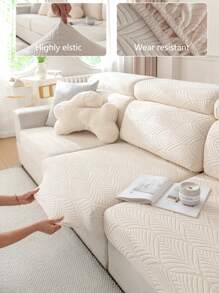 1 件弹性沙发座垫套，4 季通用防滑沙发套全包裹沙发套，防尘，可机洗，宠物友好，适用于卧室、办公室、客厅的 L 形沙发和 1/2/3/4 座 - 米色 - 查看 2