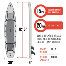 Waimea Bay Koke 12.5' Racer Rigid Inflatable Paddleboard - Durable All-Round Stand-Up-Paddleboard With 480lb Capacity, PVC Double Drop Stitch, Fits In Backpack, Adjustable Paddle, And Accessories (Nets, D-Rings, Camara Mount, Ankle Leash, 3 Detachable Fins, Backpack) - Brown - View 4