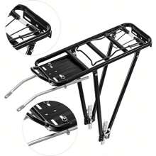 Fahrrad Gepäckträger hinten, Alu Fahrradständer, Gepäckträger Mountainbike verstellbar für 26/28 Zoll Fahrräder, mit Federklappe Spanngurt und Reflektorhalter - Variante1 - Übersicht 6