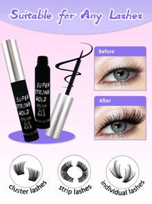 1支5毫升黑色睫毛胶，超强粘合剂，24小时持久，防水，不含乳胶，最佳睫毛胶，5毫升（0.17盎司），完美延长和增强您的睫毛。 - 黑色 - 查看 5