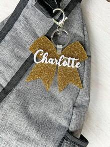 1 Pc Backpack Name Tag Acrylic Keychain Personalized Acrylic Name Tag Diaper Bag Tag, Lunch Box Tag, Kids Tag, Custom Accessory Gift - Golden - View 11