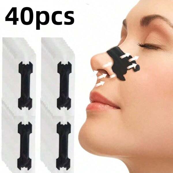 40pcs Black Breathable Nose Strips, Super Effective Nose Strips To Improve Sleep, Non-Invasive Anti-Snoring Patches