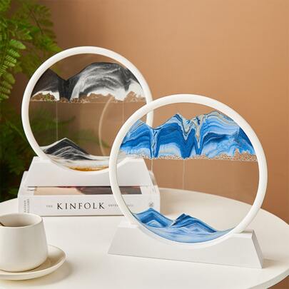 1 szt. 3D Sand Art Decor, kreatywny prezent na urodziny, sztuka klepsydry łagodząca stres, okrągły projekt krajobrazu, wystrój domu