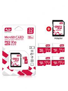 LD 品牌红白 Micro SD 卡 16GB 32GB 64GB 128GB 256GB MicroSD Tf 存储卡 Class 10 U3 适用于 SD 适配器 - 紅白色 - 查看 9