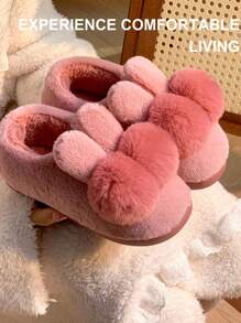 Plush Slippers, Couples Short Boots, Closed Toe, Thick Sole, Warm, Suitable For Home, Dorm, Women & Men