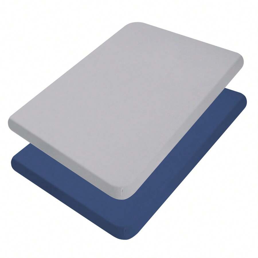 2PCS/Set Mini Crib Fitted Sheets Soft Knit Microfiber Mini Crib Sheets