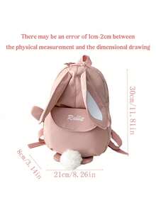 Balo trẻ em hoạt hình thêu tùy chỉnh dễ thương, Balo học sinh thiết kế hình thỏ, Balo nhẹ thông thường cho trẻ em, Túi du lịch, Túi có khóa kéo, Thích hợp sử dụng hàng ngày, Quà tặng cho trẻ em Túi xách cho phụ nữ - Hồng - Xem 3