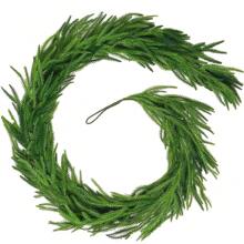 Bengala de pinho Norfolk de 190 cm, guirlanda de pinho de inverno com toque real, bengala artificial verde para mesa de jantar, capa, parede, decoração de Natal interna e externa
