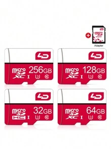 LD 品牌红白 Micro SD 卡 16GB 32GB 64GB 128GB 256GB MicroSD Tf 存储卡 Class 10 U3 适用于 SD 适配器 - 紅白色 - 查看 3