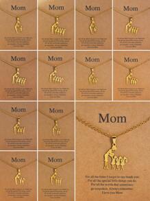 XJYHDY 1pc Stainless Steel Silver Family Necklace With Mom & Child Pendant, Mother's Day Gift For Women - Silver - View 13