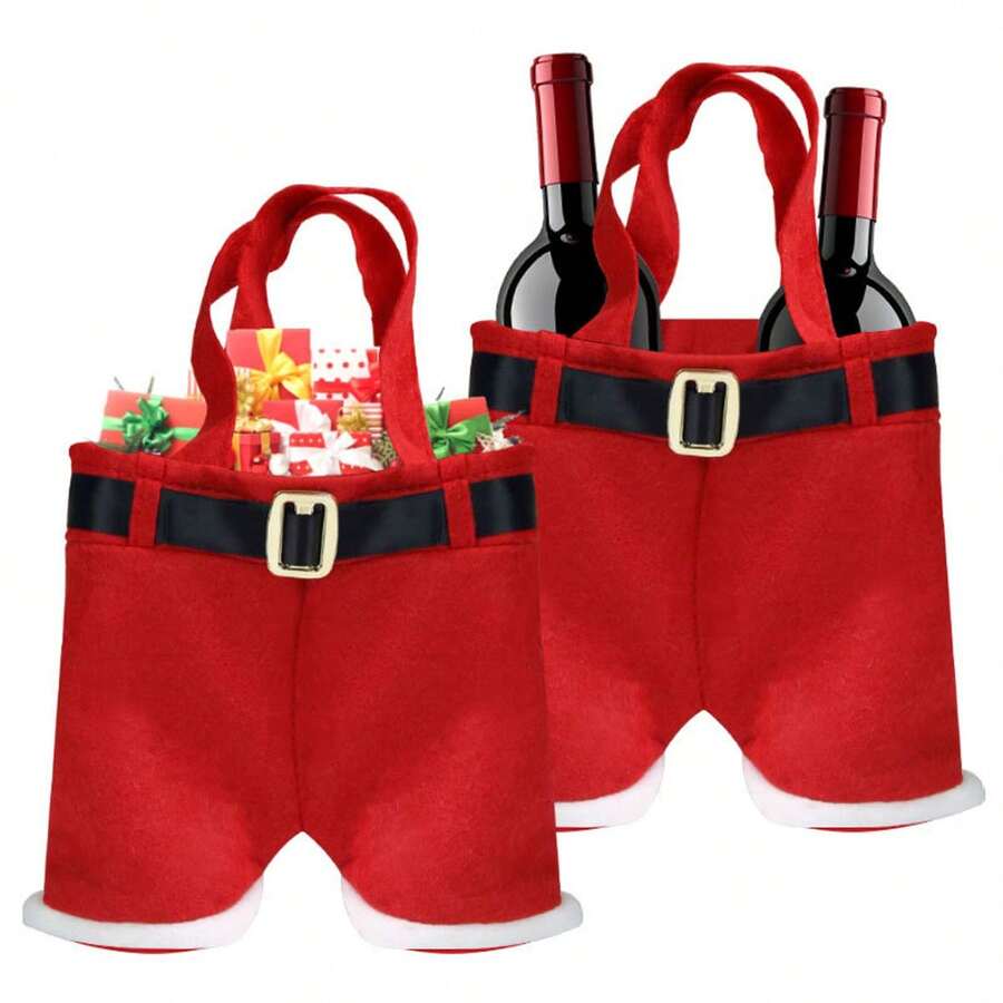 1 túi quà Giáng sinh hình quần, túi tote, túi đựng chai rượu, túi đựng kẹo hình quần Giáng sinh, túi đựng Cola, thích hợp sử dụng cho Giáng sinh - Nhiều màu - Xem 1
