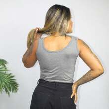 Basisa Wide Strap Tank Top Viscolycra Tank Top - Xám - Xem 9