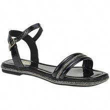 Strappy Sandals With Rhinestones, Comfort Fashion, New Release - 黑色 - 查看 1