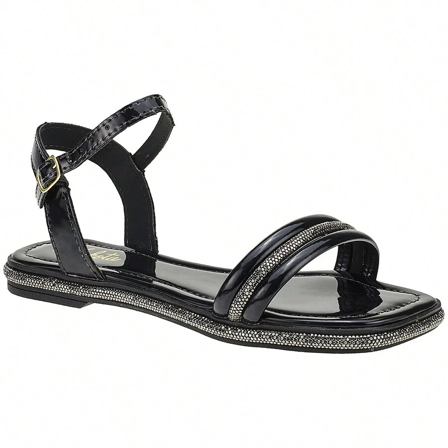 Strappy Sandals With Rhinestones, Comfort Fashion, New Release - 黑色 - 查看 1