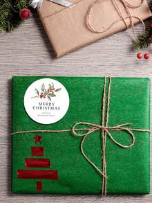 12/24/40 Pcs Various Custom Christmas Stickers, Round 5x5 Cm/ 2x2 In, 9 Optional Wreath Patterns Including Flower And Pine Branch Etc., Supporting Name And Text Customization Such As Personal Name, Family Name, Company Name, Addresses, Greetings Or Other Words