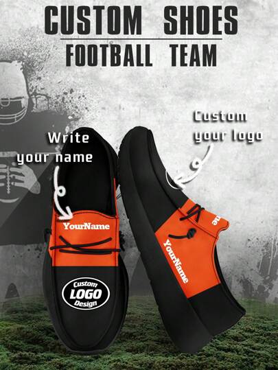 Women's Custom Logo Custom Name Loafers, Cincinnati Football Designed Lightweight Comfortable London Sole Canvas Shoes For Spring, Summer, Autumn And Winter, Slouchy Loafers, Personalized Fun Unique Gift For Mom/Dad/Her/Him/Girlfriend/Boyfriend/Wife/Husband/Friend