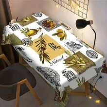 1 khăn trải bàn họa tiết dầu ô liu, khăn trải bàn trang trí phong cách hiện đại, có thể giặt bằng máy, chống bẩn, không nhăn, trang trí bàn phòng khách nhà bếp tươi sáng hàng ngày - Nhiều màu - Xem 5