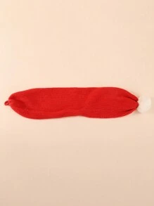 1pc Children Red Christmas Scarf With Fur Pom Pom, Comfortable Scarf