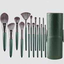 1/14件套绿色云朵化妆刷套装，软木手柄美妆工具套装，适合初学者、女孩和女士，化妆刷套装，化妆刷套装，化妆刷套装，全套化妆工具，化妆刷套装，全套化妆工具，化妆刷套装，化妆刷套装，化妆礼盒套装 - 綠色 - 查看 1