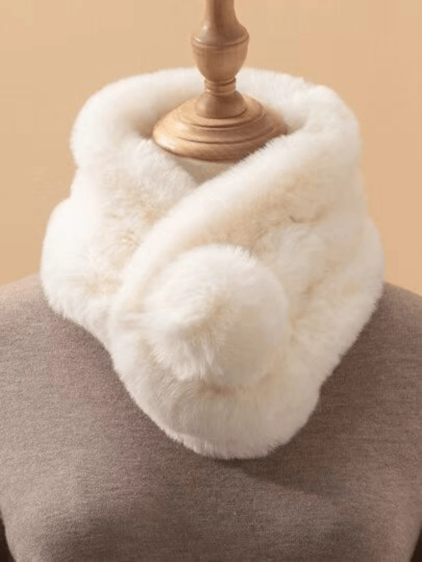 1 chiếc khăn quàng cổ in họa tiết động vật Pom Pom - Trắng - Xem 1