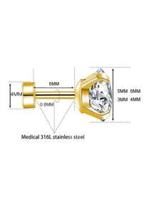 6pcs/Set Stainless Steel & Ear Bone Stud Earrings For Women