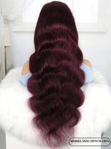 99j 勃艮第蕾丝前假发真人发红色真人发假发 13x4 彩色波浪假发 150% 密度樱桃红透明蕾丝前假发预拔婴儿头发万圣节服装 - S99JB - 查看 9