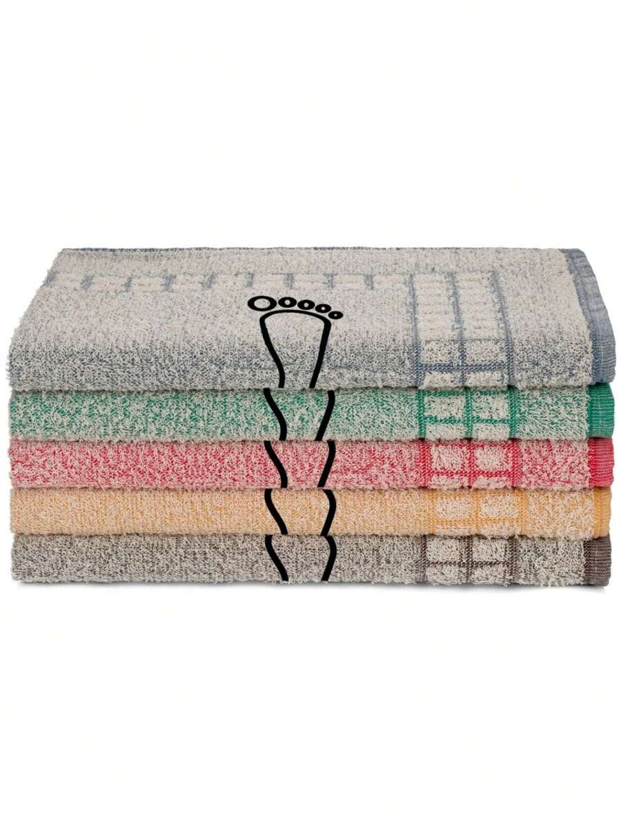 Kit Of 4 Terrycloth Floor Towels With Printed Feet