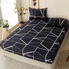 3-Piece Microfiber Bed Sheet Set With Assorted Prints, Queen And Single Sizes - In hình học - Xem 4