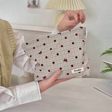 1 túi đựng đồ trang điểm màu xanh lá cây và xám gợn sóng và nơ Túi đựng mỹ phẩm chống nước, Gói son môi, Túi đựng đồ trang điểm cho nữ, Túi đựng đồ trang điểm nhỏ, Túi du lịch cho phụ nữ, Hộp đựng bút chì hàng ngày dung tích lớn đựng cọ trang điểm Túi đựng đồ vệ sinh cá nhân du lịch Túi đựng đồ trang điểm, Túi đựng bút chì - Nhiều màu - Xem 11