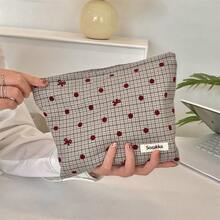 1 túi đựng đồ trang điểm màu xanh lá cây và xám gợn sóng và nơ Túi đựng mỹ phẩm chống nước, Gói son môi, Túi đựng đồ trang điểm cho nữ, Túi đựng đồ trang điểm nhỏ, Túi du lịch cho phụ nữ, Hộp đựng bút chì hàng ngày dung tích lớn đựng cọ trang điểm Túi đựng đồ vệ sinh cá nhân du lịch Túi đựng đồ trang điểm, Túi đựng bút chì - Nhiều màu - Xem 5
