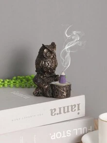 1 件树脂青铜猫头鹰香炉 - 禅宗芳香扩散器适用于家庭、瑜伽馆、露营、花园和露台装饰 - 彩色 - 查看 1