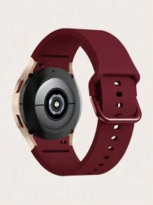 1pc Women's Burgundy Silicone Smart Watch Band With Colored Buckle, Compatible With 40/42/43/44/45/46/47mm Galaxy Watch 7/6/5/4