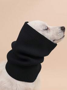 1 件涤纶简约纯色条纹柔软羊毛温暖舒适宠物耳朵保护头套，适合中小型猫狗户外使用