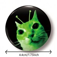 1pc 4.4cm/1.73inch Funny Alien Cat Print Pin Badge/Brooch, Button Pin, Suitable For Attaching To Clothes, Bags, Backpacks, Fun Gift For Friends And Family