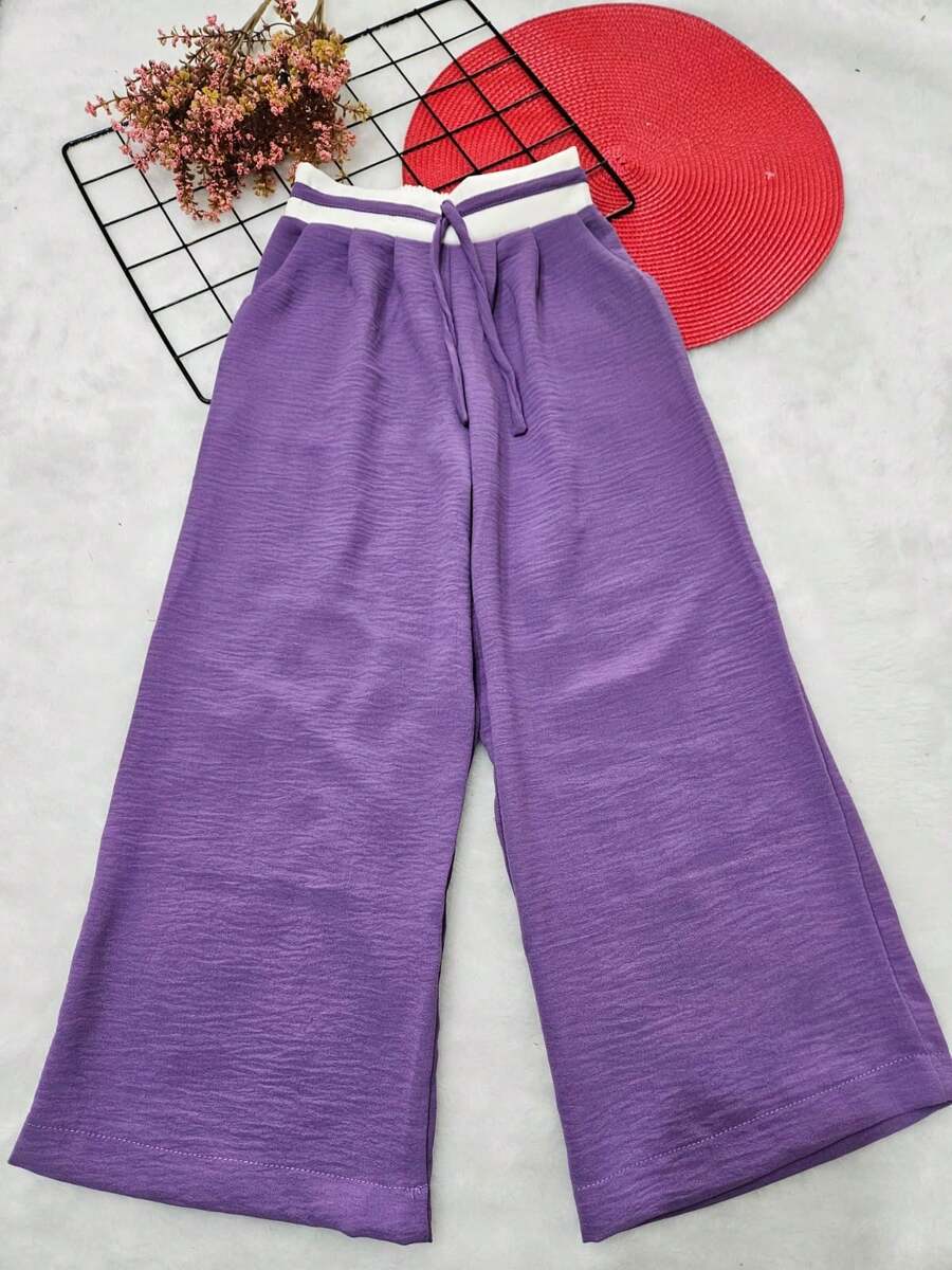 Fleur De Lis - Children's Palazzo Pants In Comfortable Fabric And Modern Style - 紫色 - 查看 1