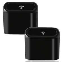 1 件带盖便携式汽车垃圾桶，悬挂式侧装垃圾容器，防水储物箱，适用于汽车、家庭、办公室 - 黑色 - 查看 1