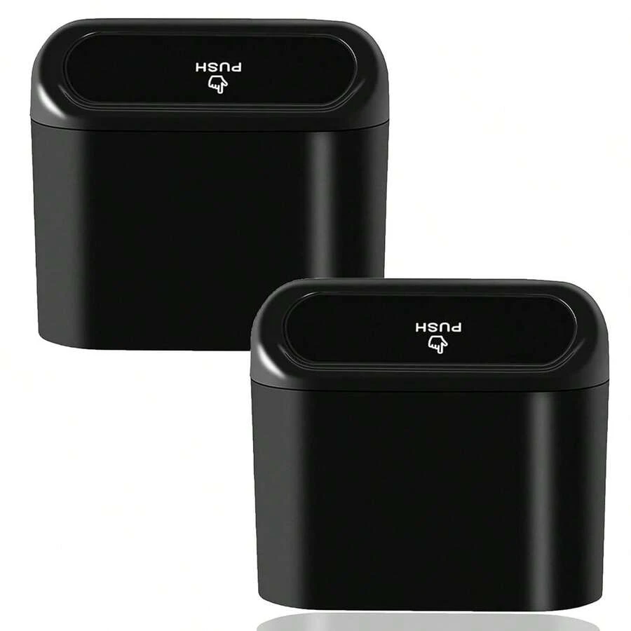 1 件带盖便携式汽车垃圾桶，悬挂式侧装垃圾容器，防水储物箱，适用于汽车、家庭、办公室 - 黑色 - 查看 1