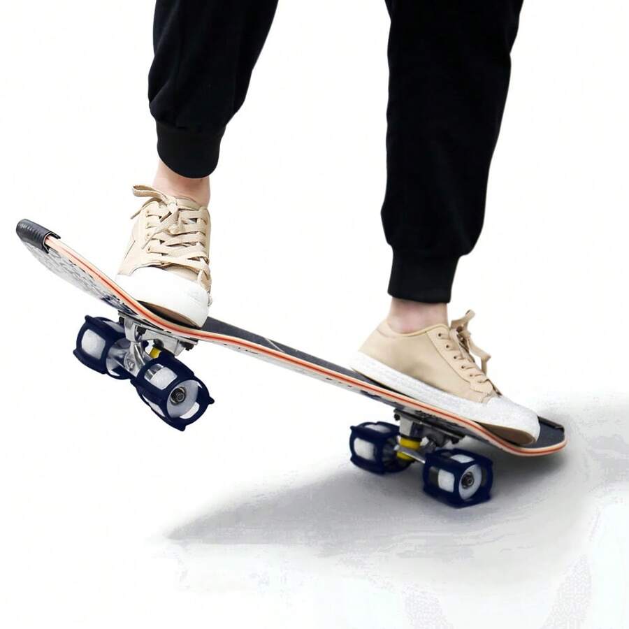 4Pcs/ 1Set Skateboard Trick Trainer - Skater Trainers Tricks Fast No Experience Needed - Skateboard Wheel Cover Lock For Beginners Learn Ollies Kickflips Tricks Faster, Skateboarding Accessories - Fun, Easy, Ollies, Kickflips And More - All Ages - Skate Accessories Make Great Gifts For Teen Boys And Girls - Black - View 1