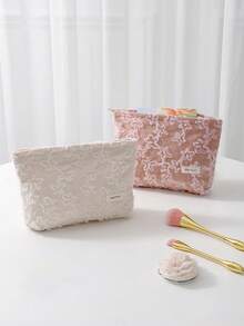 1 Túi xách đựng đồ trang điểm bằng vải nhung kẻ ren họa tiết hoa, Túi đựng đồ trang điểm di động thời trang, phong cách thường ngày, đa chức năng, dung tích lớn, túi đựng đồ lớn đựng ví, son môi, băng vệ sinh, miếng lót túi, tiền xu, chìa khóa, tai nghe, Air Pod, tai nghe có dây, cáp, bộ sạc, bộ chuyển đổi, tai nghe và các phụ kiện khác, hộp đựng đồ vệ sinh cá nhân dễ thương, túi đựng đồ du lịch, dành cho phụ nữ, kẹo, y tá, nữ sinh, học sinh, quà tặng. - Nhiều màu - Xem 3