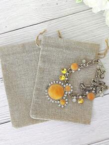 21 pièces/1 set - (comprend 10 sacs + 10 cartes + 1 corde) Sac cadeau en lin à cordon parfait pour les mariages, les douches et les baby showers