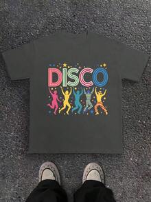 Disco Themed Illustration 180g Pure Cotton Men's Tshirt Comfort Fit - Màu xám đen - Xem 1