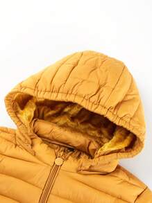 Women's Minimalist Hooded Padded Coat With Pockets, Puffer Jacket For Fall/Winter - Yellow - View 10