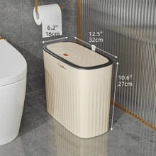 1PC 13L Large Capacity White Yellow Rectangular Press Fit Lid With Crevice Garbage Bin Suitable For Household Bathrooms, Narrow Crevices, Living Rooms, Kitchens Home Bathroom Decor Bathroom Organizer Fall Decor Back To School