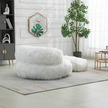 Bean Bag Chair, Floor Sofa With Handle,Accent Sofa Chair With Ottoman For Gaming Reading Relaxing - trắng - Xem 11