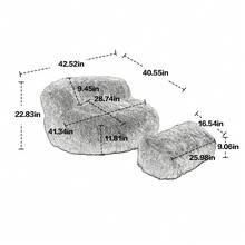 Bean Bag Chair, Floor Sofa With Handle,Accent Sofa Chair With Ottoman For Gaming Reading Relaxing - trắng - Xem 7