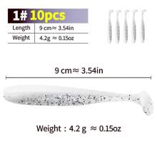 10pcs/20pcs Bicolor T-Shaped Soft Fishing Lures, Smooth Bent-Mouthed Chub Baits, Suitable For Fresh Water And Saltwater Realistic Soft Baits, Fishing Gear, Fishing Accessories