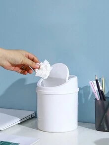 1 thùng rác lật mini, bằng nhựa, thích hợp để thu gom rác trên bàn làm việc/phòng khách, bàn cà phê/bếp, phòng tắm - Nhiều màu - Xem 7