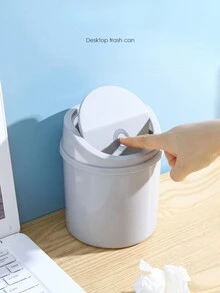 1 thùng rác lật mini, bằng nhựa, thích hợp để thu gom rác trên bàn làm việc/phòng khách, bàn cà phê/bếp, phòng tắm - Nhiều màu - Xem 2