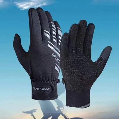 1 par de guantes de hombre para ciclismo y deportes al aire libre en otoño/invierno, antideslizantes, resistentes al desgaste y con pantalla táctil, cálidos