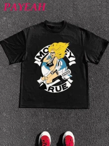 PAYEAH 1 Pcs 100% Cotton Crue Represent Girls T-Shirts  Graphic Print T Shirt  Tops TEE 220g Heavy Cotton T Shirt - 黑色 - 查看 1